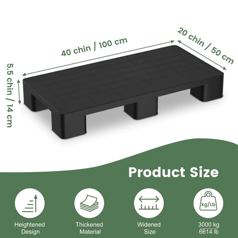 Industrial Grade Plastic Pallets HDPE Lightweight Waterproof Stackable For Indoor And Outdoor Use In Warehouses And Supermarkets 40 Inch By 20 Inch By 5.5 Inch With 6600 Lb Static Load Capacity And Zero Water Absorption By VigiFront