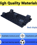 Back view of Six Pack Plastic Pallets for Basement Storage Lightweight Waterproof Floor Pallets With Interlocking Breathable Grids Durable HDPE