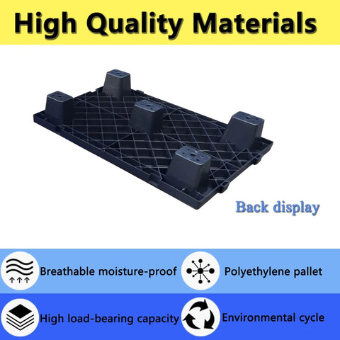 Back view of Six Pack Plastic Pallets for Basement Storage Lightweight Waterproof Floor Pallets With Interlocking Breathable Grids Durable HDPE