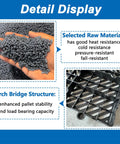 Detail display of lightweight HDPE plastic pallets pack of 6 built tough moisture proof waterproof floor pallets with breathable grid ventilation.