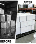 Plastic Pallet Safety Storage Nestable Grid Pads Two Pack HDPE Non Slip Platform For Warehouse Supermarket Pet Supplies Temperature Resistant To 100C And Minus 20C 23.6 By 15.7 By 2 Inches shown in use with white boxes