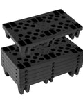 Nestable HDPE Plastic Pallet Set, Lightweight Yet Durable 6 Pack With Breathable Grid Design, shown stacked, for storage use