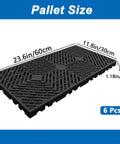 Lightweight HDPE Plastic Pallets Pack Of 6 Built Tough Moisture Proof Waterproof Floor Pallets With Breathable Grid Ventilation 11.8 X 23.6 X 1.18 Inches Indoor Outdoor Storage Pad For Garage Kitchen Basement shown with dimensions