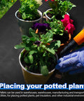 Six Pack HDPE Plastic Pallets Waterproof Storage Pads in use with potted plants on grid floor, supports up to 4000 lbs