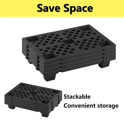 Six Pack Plastic Pallets for Basement Storage Lightweight Waterproof Floor Pallets With Interlocking Grids in stacked view