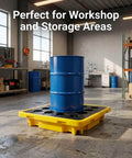 Single Drum Spill Containment Pallet With 15 Gallon Sump And 2000 Lbs Static Load, 26 By 26 Inch HDPE Platform For Workshop And Lab Use
