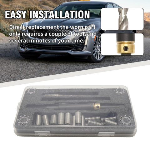 M11 x 1.5 Head Bolt Thread Repair Kit With Wire Thread Inserts for Kia Isuzu Honda Toyota Hyundai Cadillac by Saihisday, shown with components and installation instructions