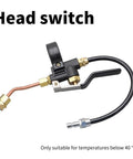 Head switch component suitable for temperatures below 40°C, featuring brass and black plastic elements with connectors
