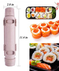Heart Shaped Sushi Roller For DIY Sushi Making Kit by Thanice with food grade plastic mold beside sushi rolls.