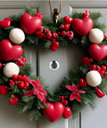 Heart-shaped wreath on door with 4 Pack 220 Degree Door Viewers Peep Holes For Front Doors With Large HD Lens installed.