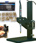Heat Set Insert Tool with Soldering Iron and M2 to M8 Tips, stable base, anti-slip feet, wide 2040 aluminum Z axis, and insert kit.