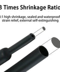 Heat Shrink Tubing Kit With Adhesive Lined 3 To 1 Shrink Ratio For Marine Grade Industrial Use close-up showing shrinkage ratio