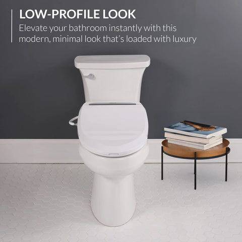 USPA Pro Modern Bidet Seat With Heated Seat And Dryer installed on white elongated toilet in bathroom setting
