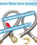 Three Quarter Inch Ball Valve Water Heater Hose Connector Set With Stainless Steel Braided Flexible Design For Quick Install Push