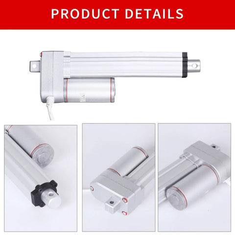 Heavy Duty 1000N 4 Inch Stroke Electric Linear Actuator 12V With Mounting Bracket Max Load 220 Pounds Retracted 205mm