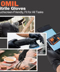 Heavy Duty Nitrile Gloves 10 Mil Black With Diamond Grip Chemical Resistant used for cutting, buffing, grilling, and phone use
