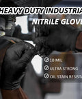 Hands wearing Nitrile Gloves 10 Mil Thick With Diamond Texture Puncture Resistant Powder Free working on automotive wires