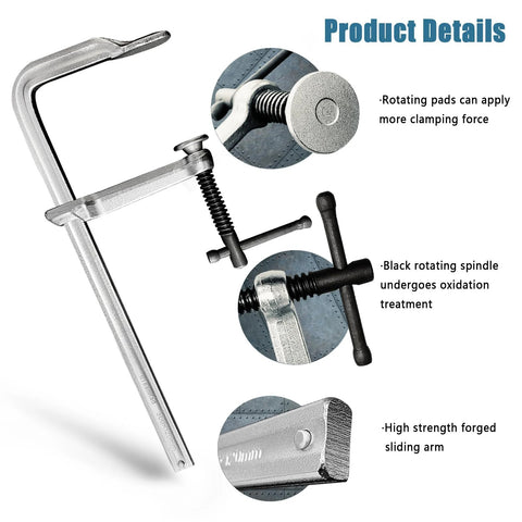 4-pack 12-inch heavy-duty F-clamps with all-steel construction for welding, woodworking, and metalworking.