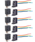 Heavy Duty 12V 30A SPDT Car Relay Socket 5 Pin Waterproof Harness Plug For Auto Electrical Systems Interlocking Relay Sockets Durable Vehicle Wiring Kit Pack Of 5