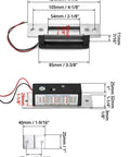 Heavy Duty 12V DC Electric Door Strike Lock With Fail Safe And Fail Secure Modes, stainless steel dimensions and wire view
