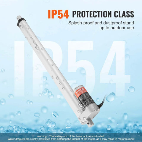 Heavy Duty 12V 18 Inch Linear Actuator With 330 Lb Load, 0.19 Inches Per Second Travel, IP54 Protection, splash-proof design