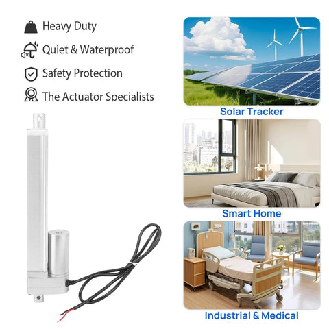 Heavy Duty 12V 200mm Stroke Linear Actuator 1500N For Sofa Bed Lifting System shown with application scenarios