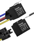Heavy Duty Two Pack 12V Relay Kit With 5 Pin SPDT And Harness, 40A/30A High Switching, Includes 12 AWG Copper Wires And 3 12 AWG Plus 2 16 AWG Cables, Ideal For Automotive, Truck, Motorcycle, And Boat Electronics