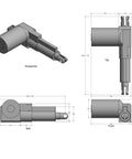 Technical diagram of Heavy Duty 400 Pound 12V Rod Actuator With 6 Inch Stroke Smooth And Quiet Operation Built In Limit Switches IP43 Rated