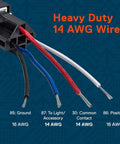 Detailed view of 14 AWG wires in 6 Pack 4 Pin 12V Bosch Style Fused Relay Switch Kit With 30A Fuse And Interlocking Harness Socket Holder
