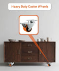 2 inch caster wheels set of 64, heavy duty double wheeled orange TPE casters with brake on furniture