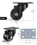 2 Inch Heavy Duty Caster Wheels Set Of 4 With Load Capacity 2200 Lbs Low Center Of Gravity Industrial Swivel Plate Casters dimensions
