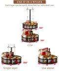Heavy Duty 2 Tier Lazy Susan Organizer showcasing detachable metal rotating spice rack with wood panels, 3 in 1 design.