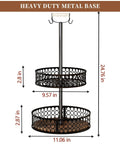 Heavy Duty 2 Tier Lazy Susan Organizer, Detachable Metal Rotating Spice Rack with Wood Panels, smooth 360 rotation size details