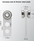 Front and side view of 2 Pack Heavy Duty Trolley Assembly with 2 Wheel Steel Rollers for 1-5/8 Inch Strut Channel showing dimensions