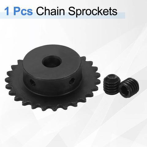 Heavy Duty 27 Tooth Chain Sprocket For ISO 04C Chain, 10mm Bore, 57.5mm Outer Diameter, ANSI 25, C45 Carbon Steel With Black Oxide Finish