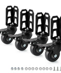 Four three inch storage rack caster wheels for boltless self locking shelving racks with bolts and washers, heavy duty PVC.