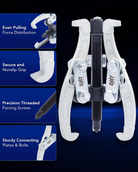 Heavy Duty Gear Puller Set, 3" 4" 6" 8" 3 Jaw Puller Kit for Pulley Gear Bearing Flywheel Removal with Reversible Jaws