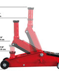 Beefy 3 Ton Hydraulic Trolley Floor Jack With Extra Saddle For SUVs And Extended Height Trucks A Heavy Duty Service Jack Side View