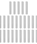 Heavy Duty M5 Dowel Pins 25 Pcs Set, 304 Stainless Steel, 40mm Length, displayed in a row for furniture DIY projects by Harfington, Silver.