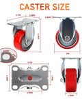 Heavy Duty 3 Inch Caster Wheels Set Of 4 With Polyurethane Steel Wheels Noiseless Swivel Casters For Trolleys Furniture And Toolboxes