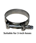 TBolt Hose Clamp Heavy Duty Adjustable Clip For 3 Inch Hose ID Stainless Steel Bolt Band Floating Bridge Nylon Insert Locknut