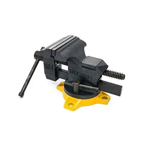 4-Inch Bench Vise for Workshop Use With 270-Degree Swivel Base, Heavy Duty 4-Lug Base, Anvil And Anvil Horn, Gray Finish