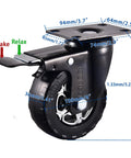 Heavy Duty 4 Inch Swivel Casters Set Of 4 With Brakes, 2200 Lb Capacity, Silent Swivel Wheel with Elastic Rubber Lock, Industrial Plate Castor