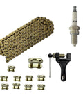 Heavy Duty 420 Motorcycle Chain Kit With 132 Link Standard Chain Breaker And 10 Master Links For 100cc 110cc 125cc Dirt Pit Bike ATV Quad Go Kart Mini Bike Scooter LKSM Gold For Off Road Use And Racing Ready