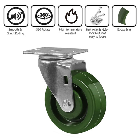 4 Inch By 1.5 Inch Heavy Duty Casters Set Of 4 With 2800 Lb Load Capacity For High Temperature Oven Racks Epoxy Resin Wheels