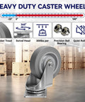 Heavy Duty 4 Inch Caster Wheels Set Of 4 For Cart And Workbench Non Marking Rubber Casters With 1200 Pounds Capacity Includes 2 Swivel