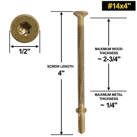 Heavy Duty Trailer Deck Screws Kit With 130 Pcs T25 Star Bits Reamer Tek Screws For Wood To Metal Bonding, 4-inch screw