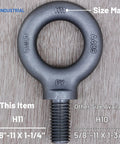 Two Pack Heavy Duty Lifting Eyebolts Five Eighth By Eleven Thread One And One Quarter Inch Long Industrial Grade Forged Quenched And Tempered