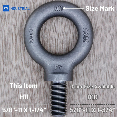 Two Pack Heavy Duty Lifting Eyebolts Five Eighth By Eleven Thread One And One Quarter Inch Long Industrial Grade Forged Quenched And Tempered