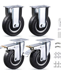 Heavy Duty 5 Inch Caster Wheels Set Of 4 With Dust Proof Covers And Anti Wrap Design 1120 Lbs Capacity Includes 2 Rigid And 2 Swivel Locking Casters